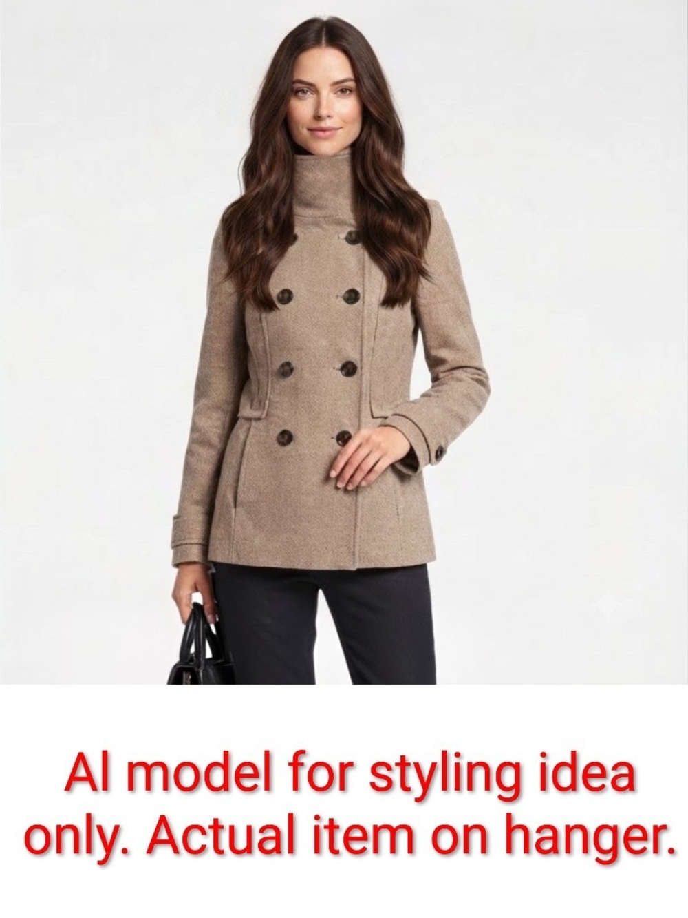H&M Taupe Double-Breasted Pea Coat